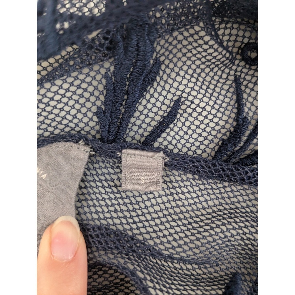 Vanessa Virginia Anthropologie Womens Floral Sheer Lace Crop Top S Blue Romantic - Picture 5 of 11